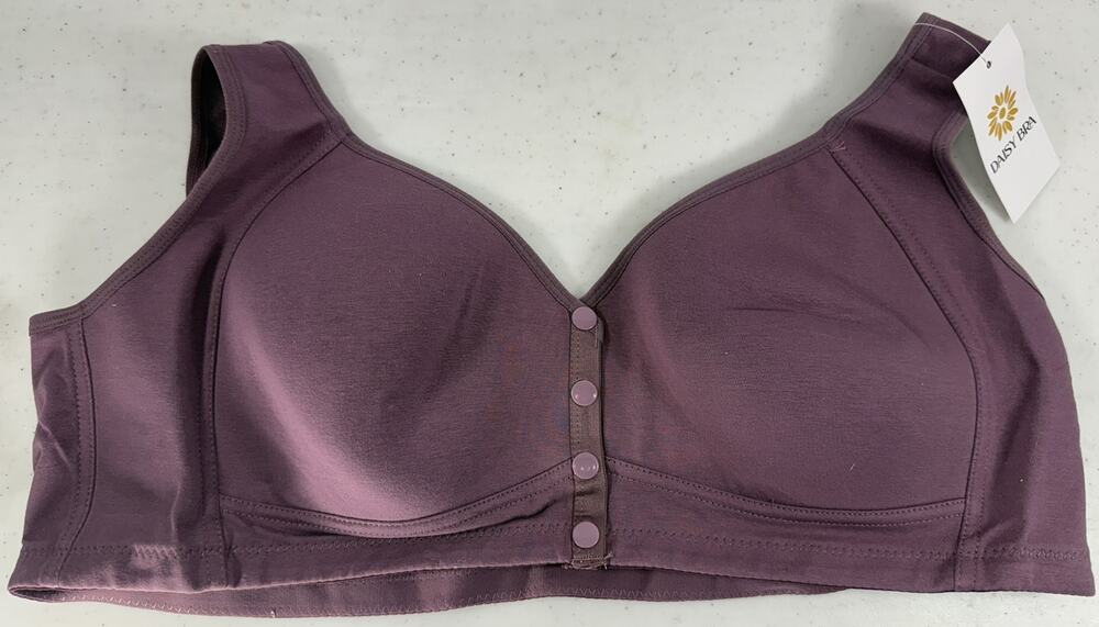 Front Close Snap Wire Free Size 5XL Purple Bra Accessible Daisy ComfyKiss